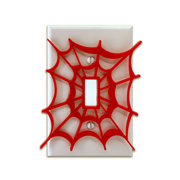 Spiderman Web | Red on White | Light Switch Cover