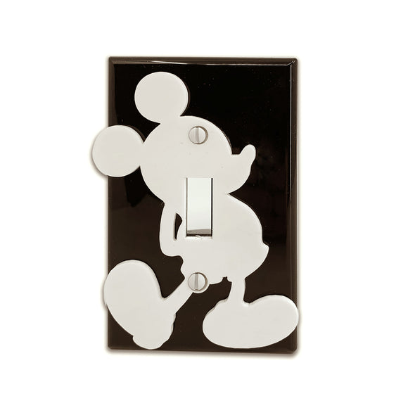 Mickey Mouse | White on Black | Light Switch Cover