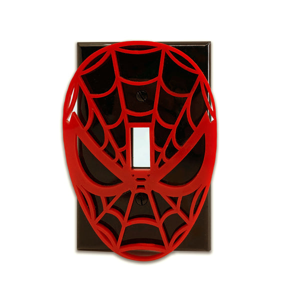 Spiderman Face | Red on Black | Light Switch Cover