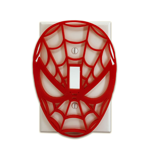 Spiderman Face | Red on White | Light Switch Cover