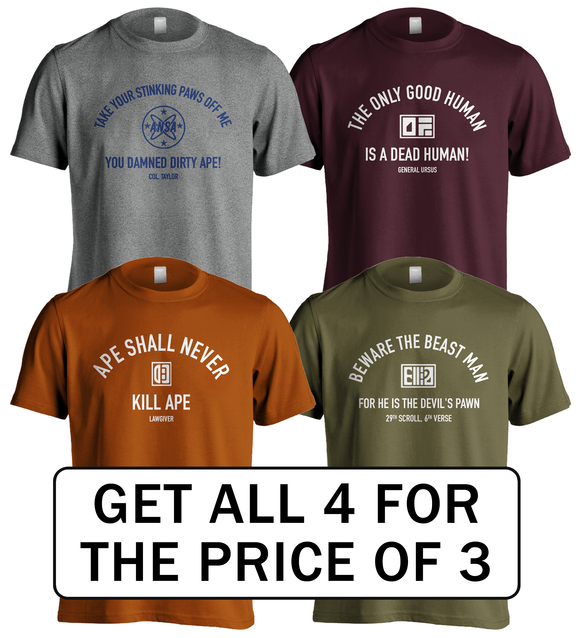 Apes | Movie Quotes T-Shirt | Complete Set of 4